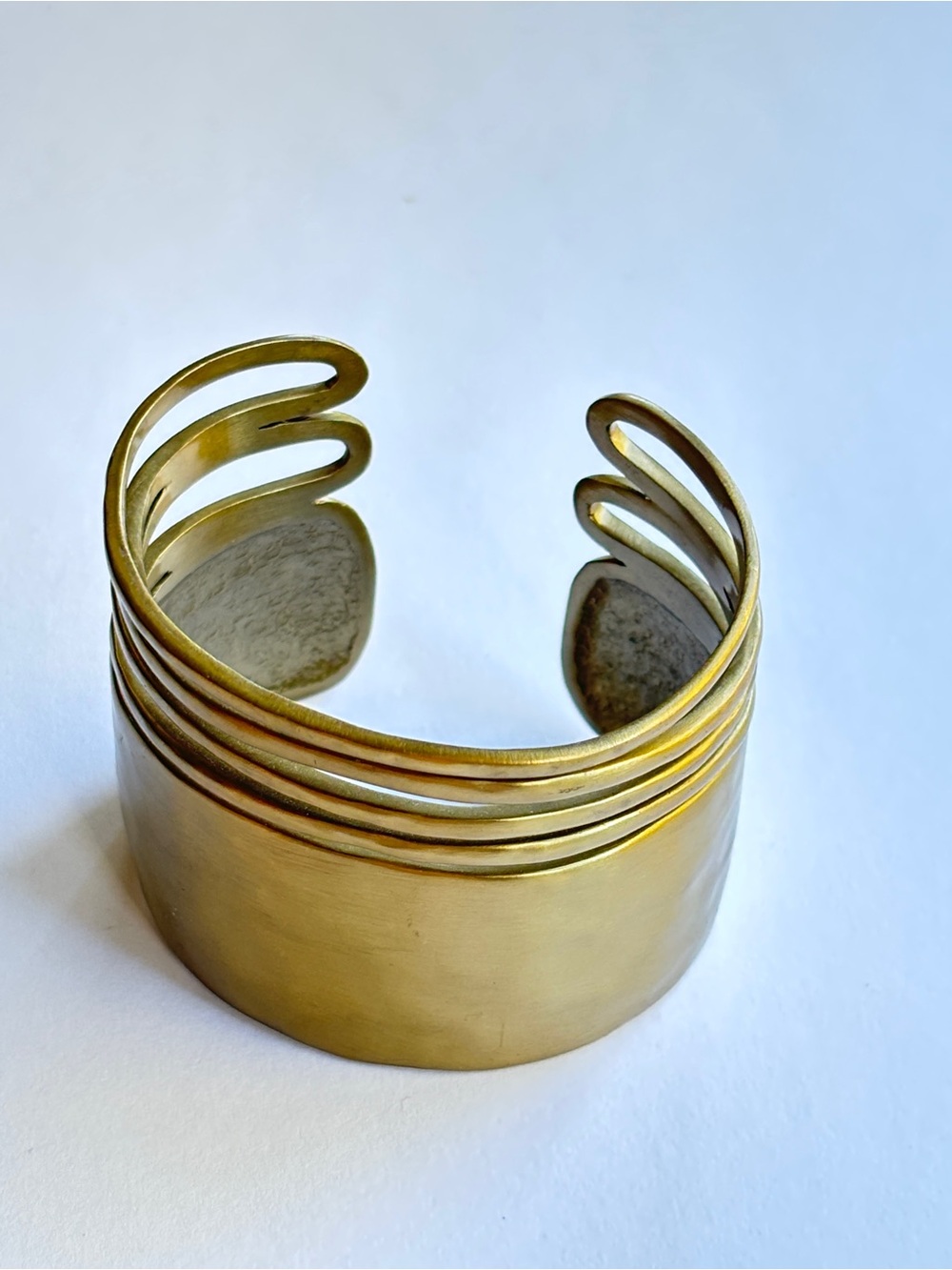 Silpada Signed KR Kelsey Ryane Gold Plated Brass Chunky Cuff Bracelet OS Boho